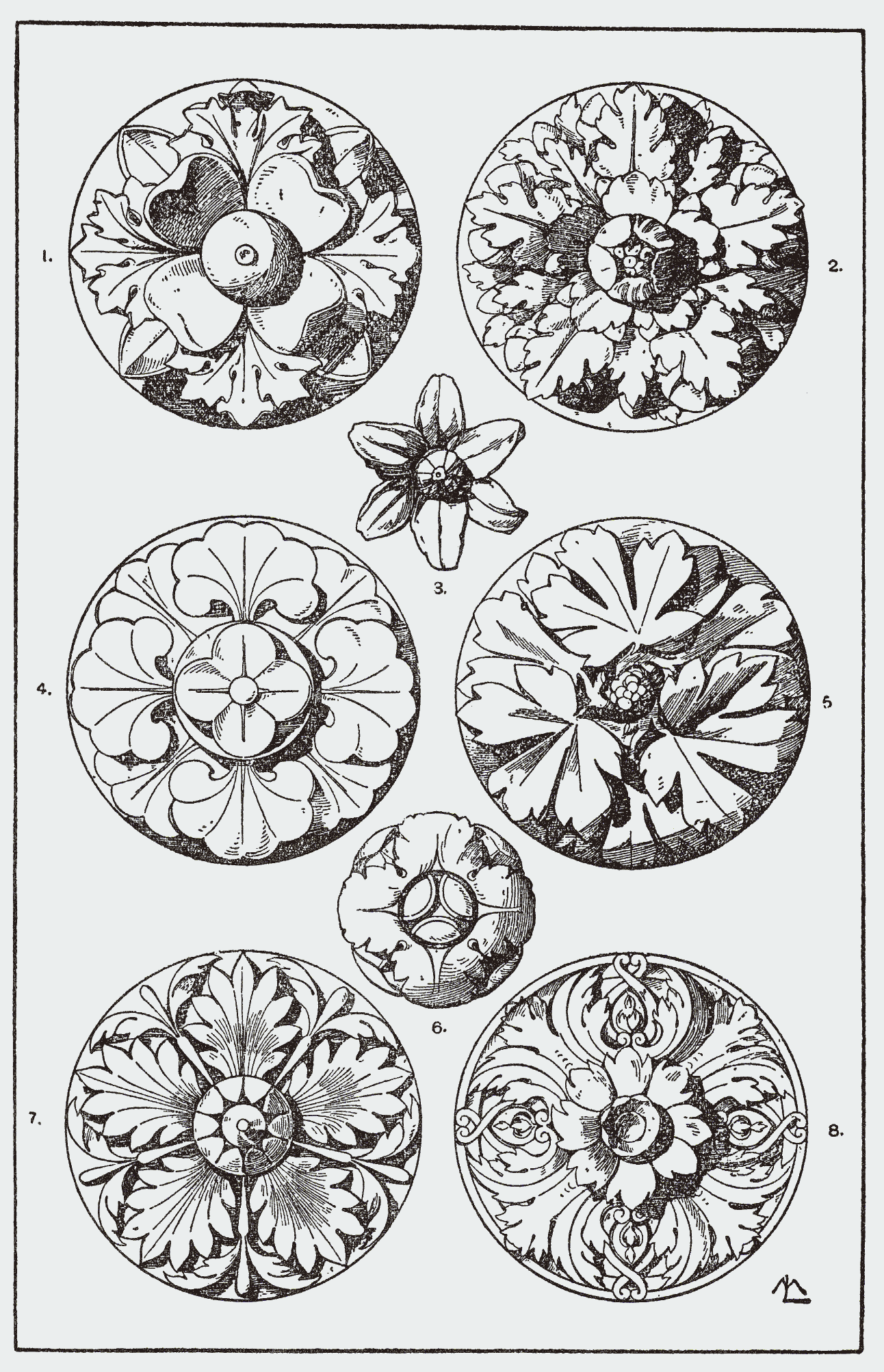 Rosettes — from A Handbook of Ornament, 1898